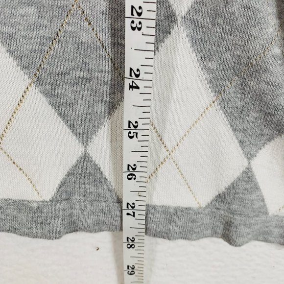 Tommy Hilfiger Womens Argyle Sweater Size L V Neck Pullover Long Sleeve Gray - Picture 9 of 11